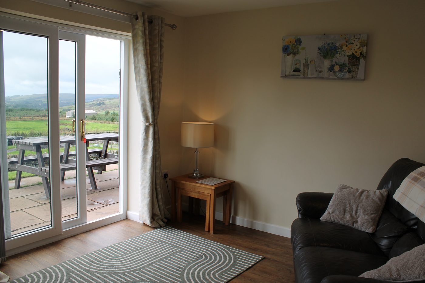Lounge with patio doors